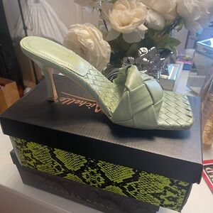 Fashion Nova Light Green Woven Heels